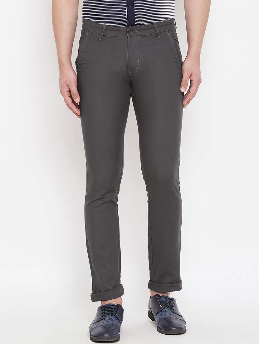grey solid chinos