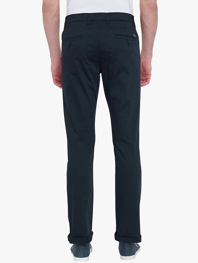 navy blue solid chinos - 17524113 -  Standard Image - 2