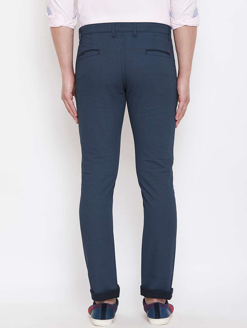 navy blue solid chinos - 17524115 -  Standard Image - 2