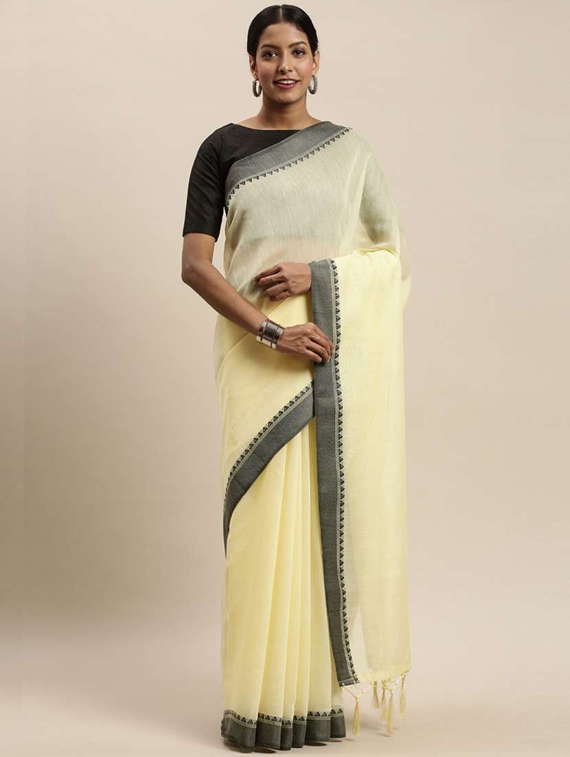solid bordered saree with blouse