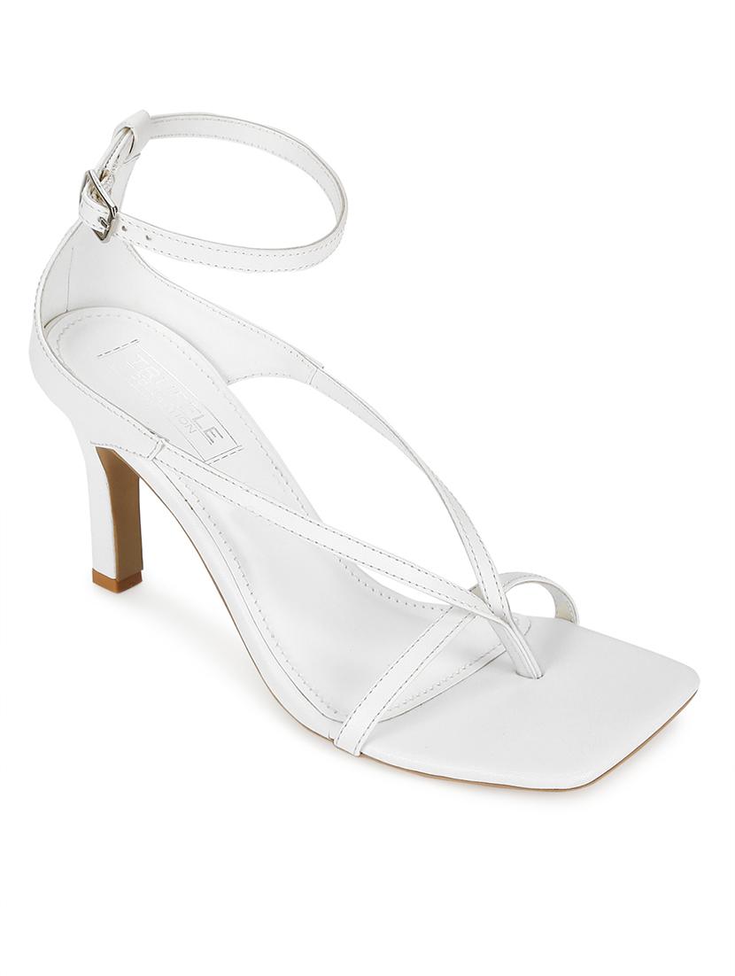 white pu ankle strap sandals - 17526406 -  Zoom Image - 0