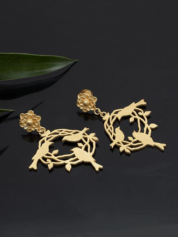gold brass drop earring - 17527584 - Zoom Image - 0