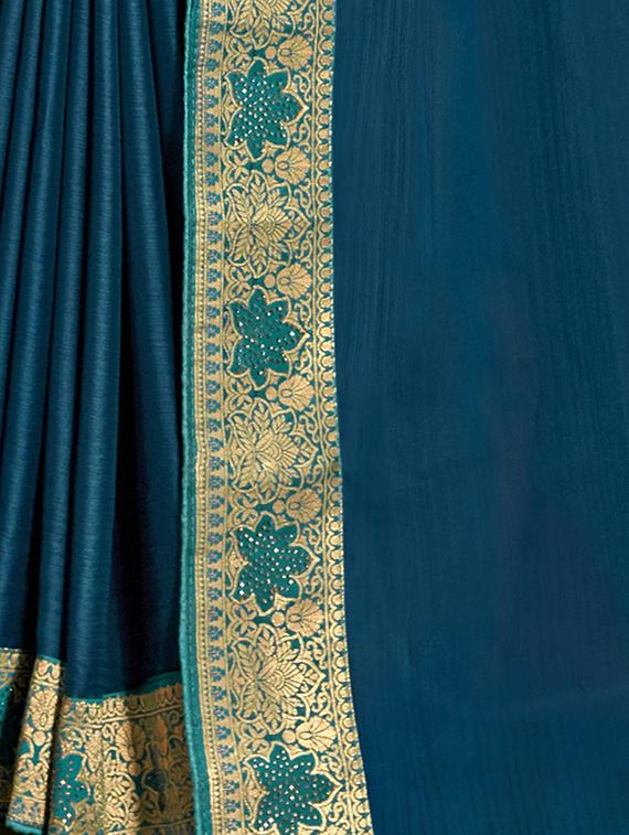 pain bordered chanderi saree with blouse - 17527970 - Standard Image - 2