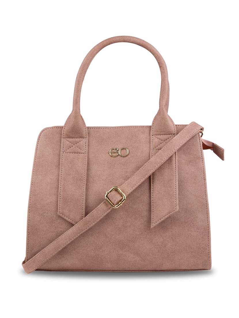 pink leatherette (pu) regular satchel