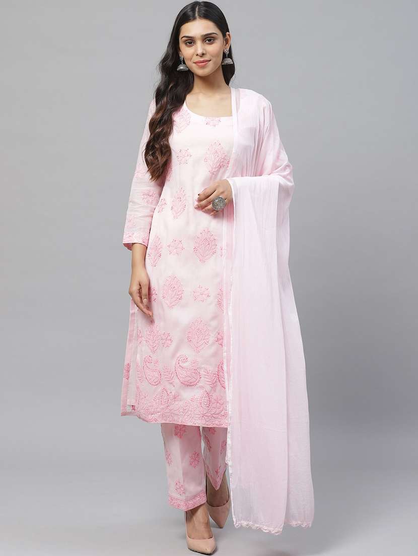 chikankari unstitched suit set 