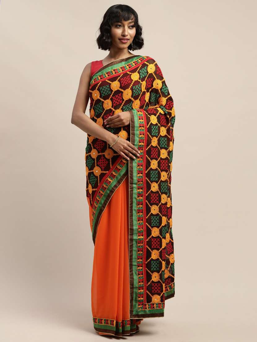 women's embroidered saree with blouse