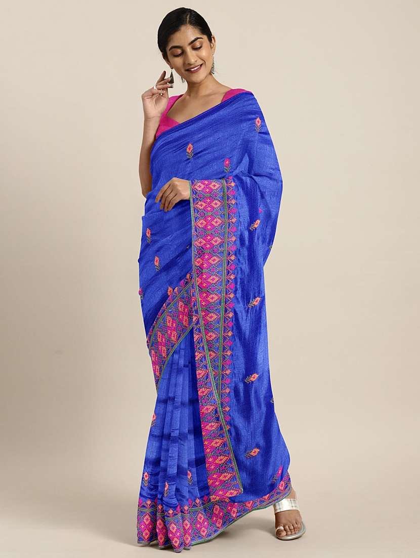 women's embroidered saree with blouse