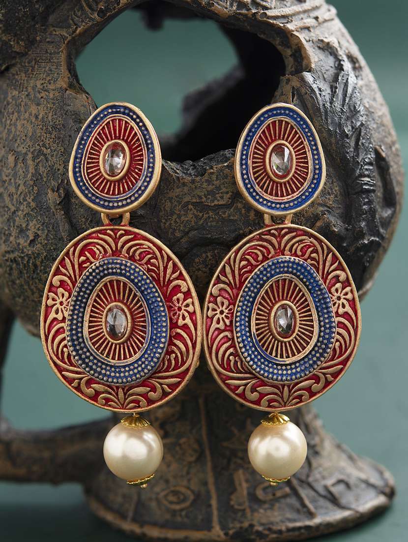 red brass drop earring