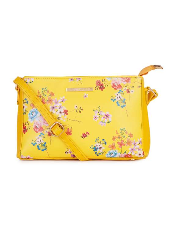 yellow leatherette (pu) sling bag