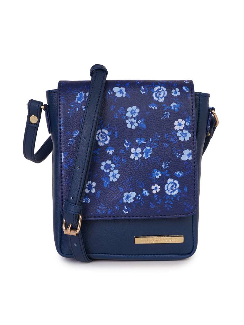 blue leatherette (pu) sling bag