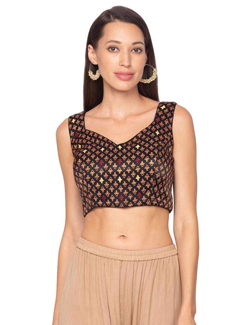 black printed blouse