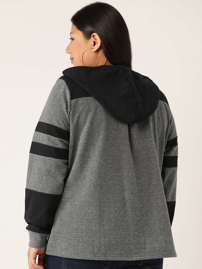 women color block long sleeve hooded sweatshirt - 17529997 -  Standard Image - 2