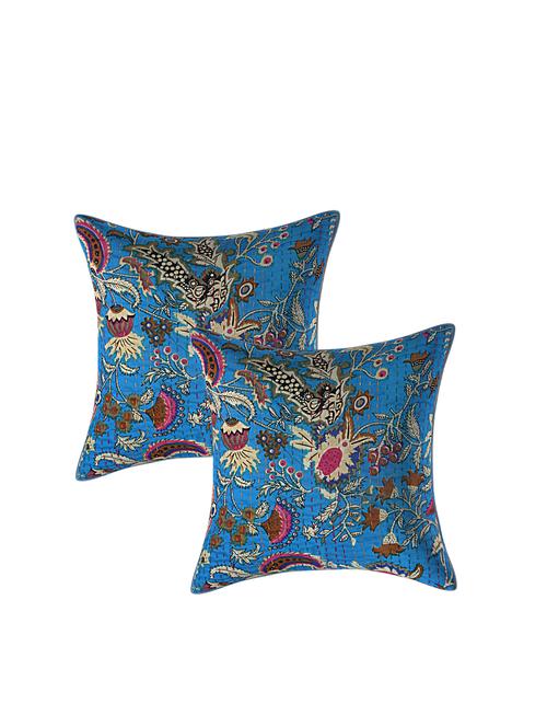indhome life pure cotton 16x16 inches kantha work cushion cover set of 2 - 17530010 - Standard Image - 0