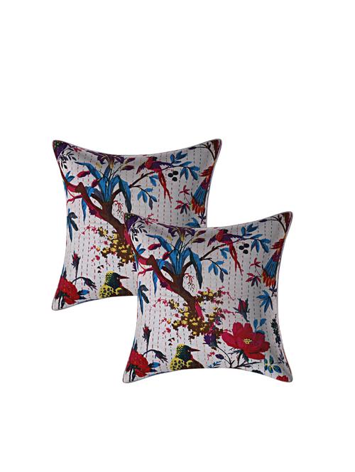 indhome life pure cotton 16x16 inches kantha work cushion cover set of 2 - 17530020 - Standard Image - 0
