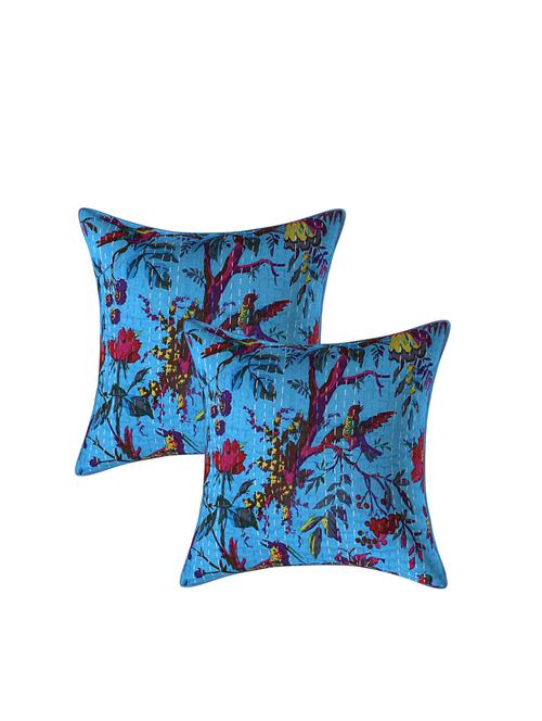 indhome life pure cotton 16x16 inches kantha work cushion cover set of 2 - 17530021 - Standard Image - 0