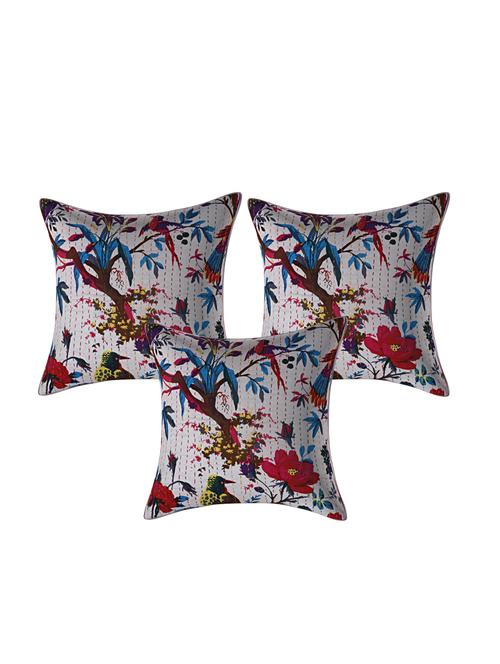 indhome life pure cotton 16x16 inches kantha work cushion cover set of 3 - 17530048 -  Standard Image - 0