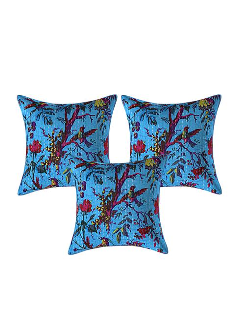 indhome life pure cotton 16x16 inches kantha work cushion cover set of 3 - 17530049 - Standard Image - 0