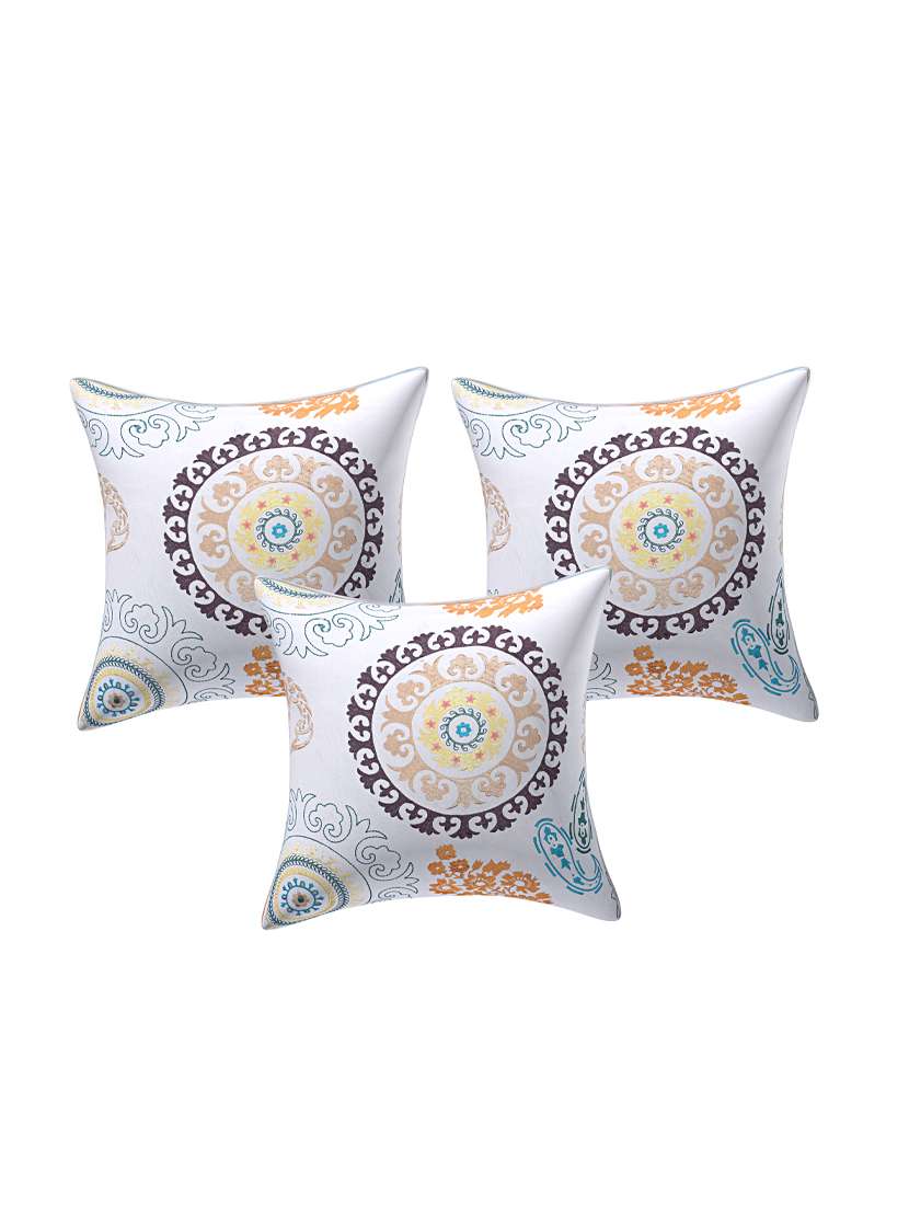 indhome life pure cotton 16x16 inches embroideried work cushion cover set of 3 - 17530063 - Zoom Image - 0