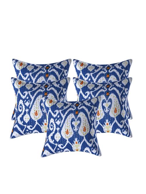indhome life pure cotton 16x16 inches kantha work cushion cover set of 5 - 17530080 - Standard Image - 0