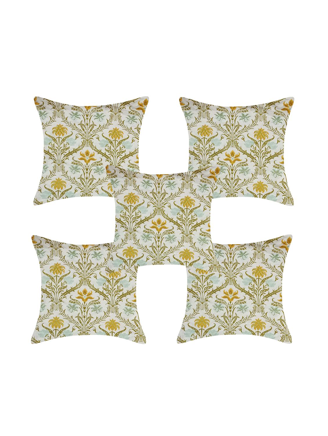 indhome life pure cotton 16x16 inches reversible cushion cover set of 5