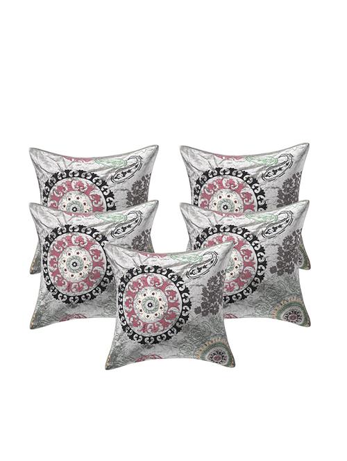 indhome life pure cotton 16x16 inches embroideried work cushion cover set of 5 - 17530112 - Standard Image - 0