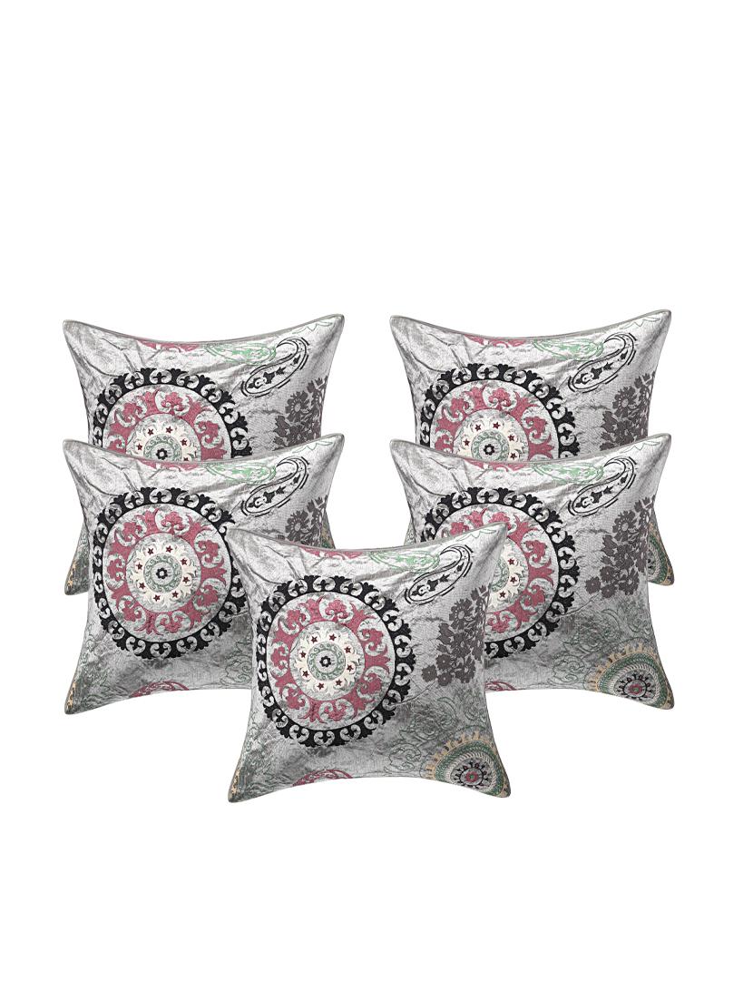indhome life pure cotton 16x16 inches embroideried work cushion cover set of 5 - 17530112 - Zoom Image - 0
