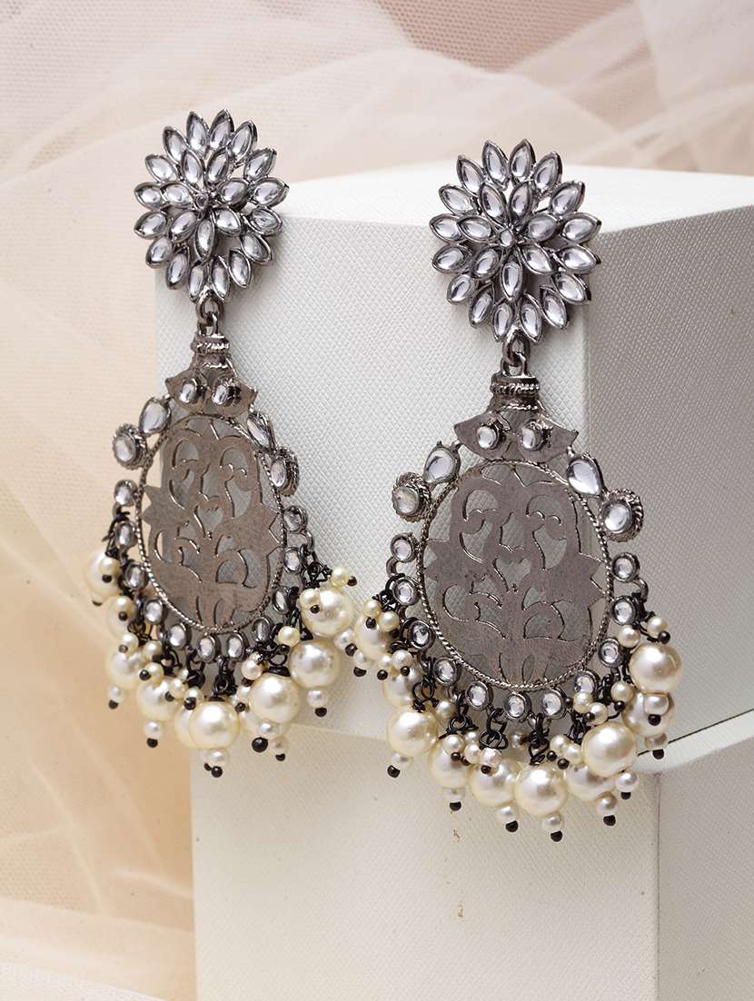 white metal drop earring