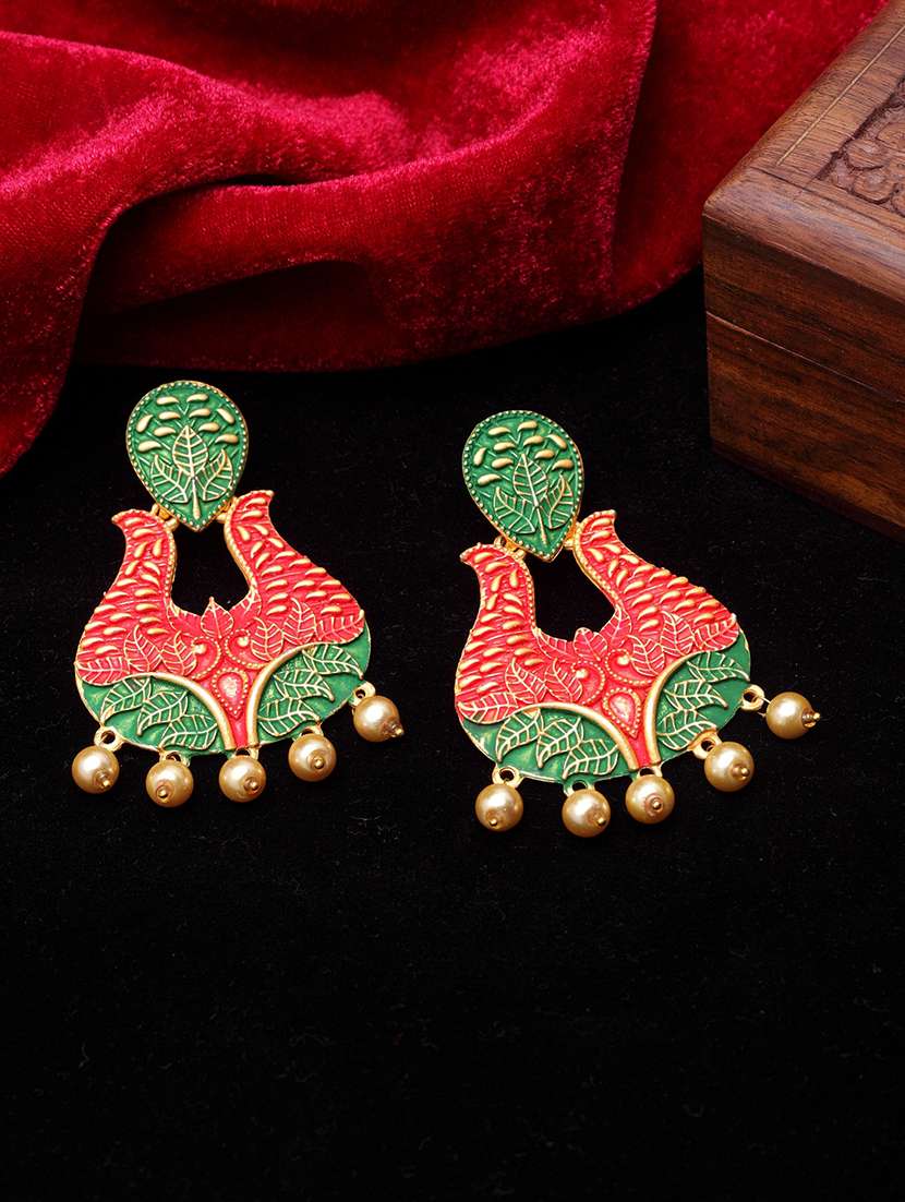red metal drop earring