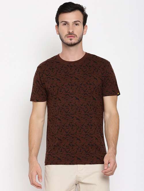 brown printed t-shirt - 17533658 - Standard Image - 0