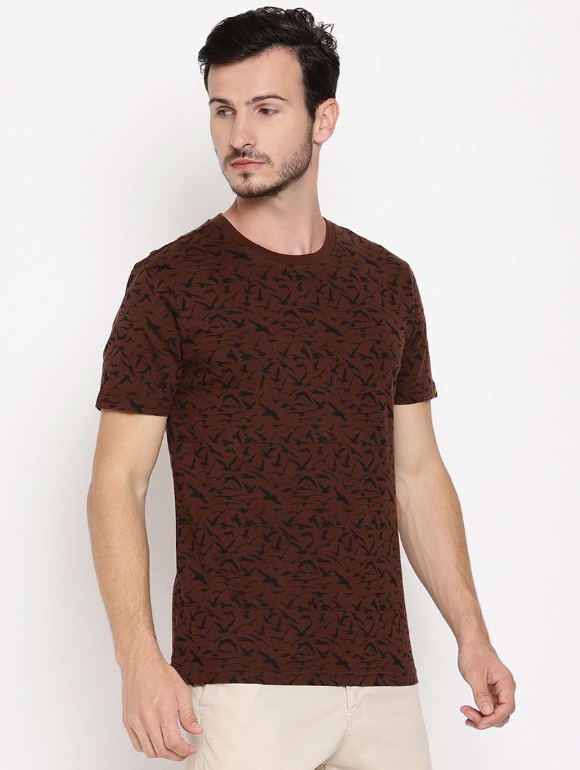 brown printed t-shirt - 17533658 - Standard Image - 2