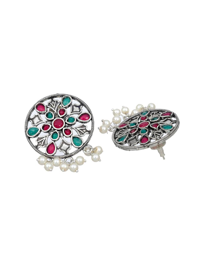 silver brass studs earring - 17533700 - Standard Image - 2