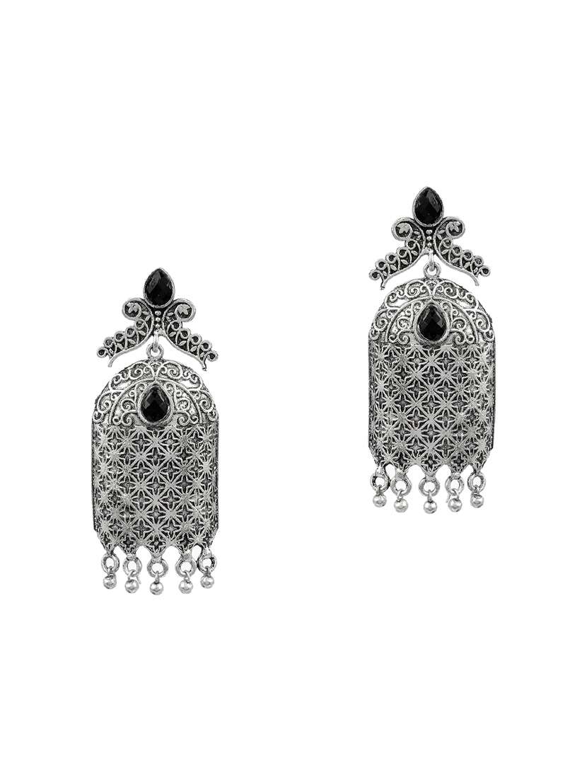 silver brass drop earring - 17533709 -  Zoom Image - 0