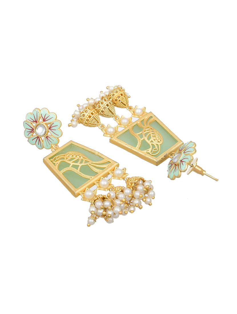 gold brass drop earring - 17533715 - Standard Image - 2
