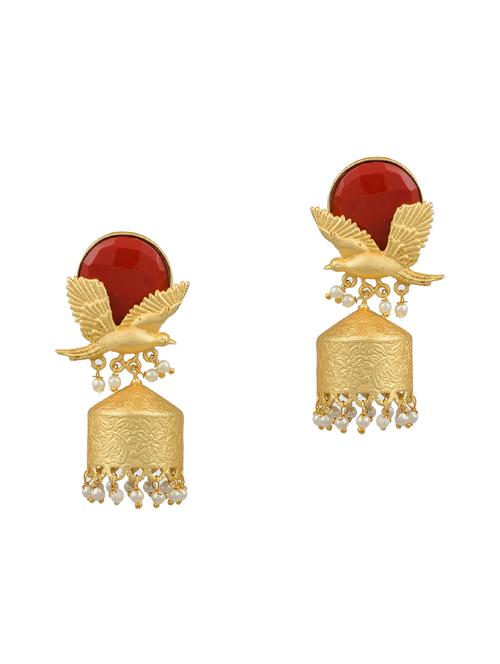gold brass jhumka earring - 17533716 - Standard Image - 0