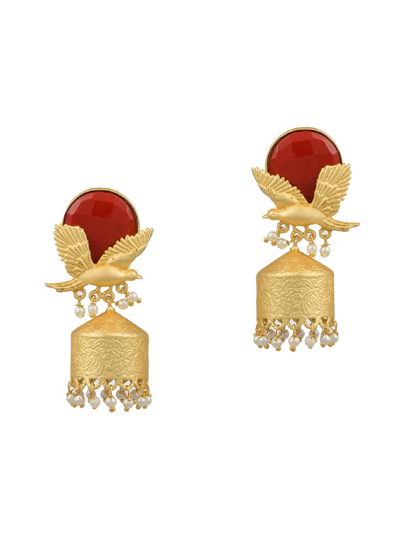 gold brass jhumka earring - 17533716 - Zoom Image - 0