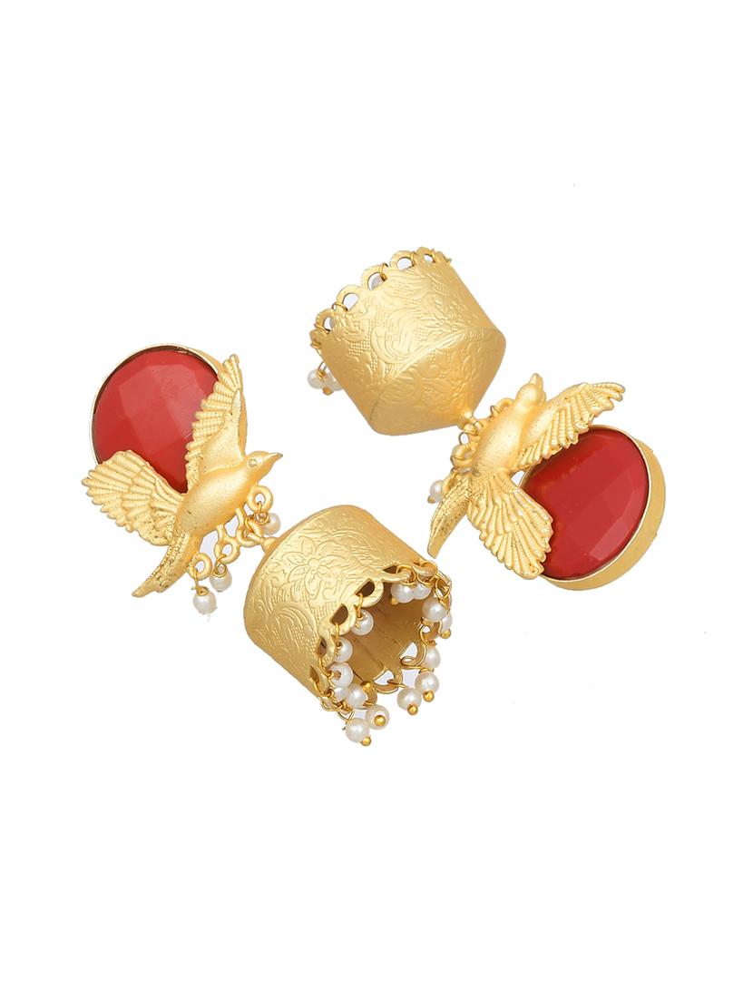 gold brass jhumka earring - 17533716 - Standard Image - 2