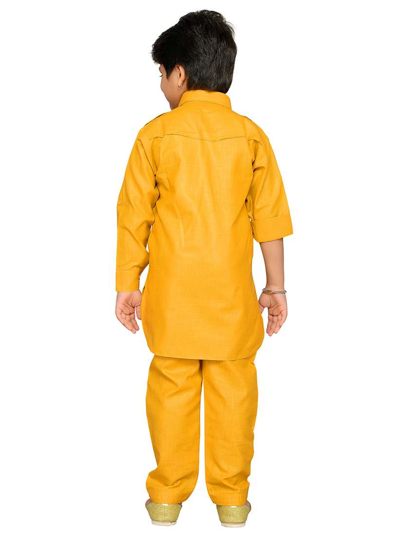 yellow cotton kurta set  - 17534051 -  Standard Image - 2