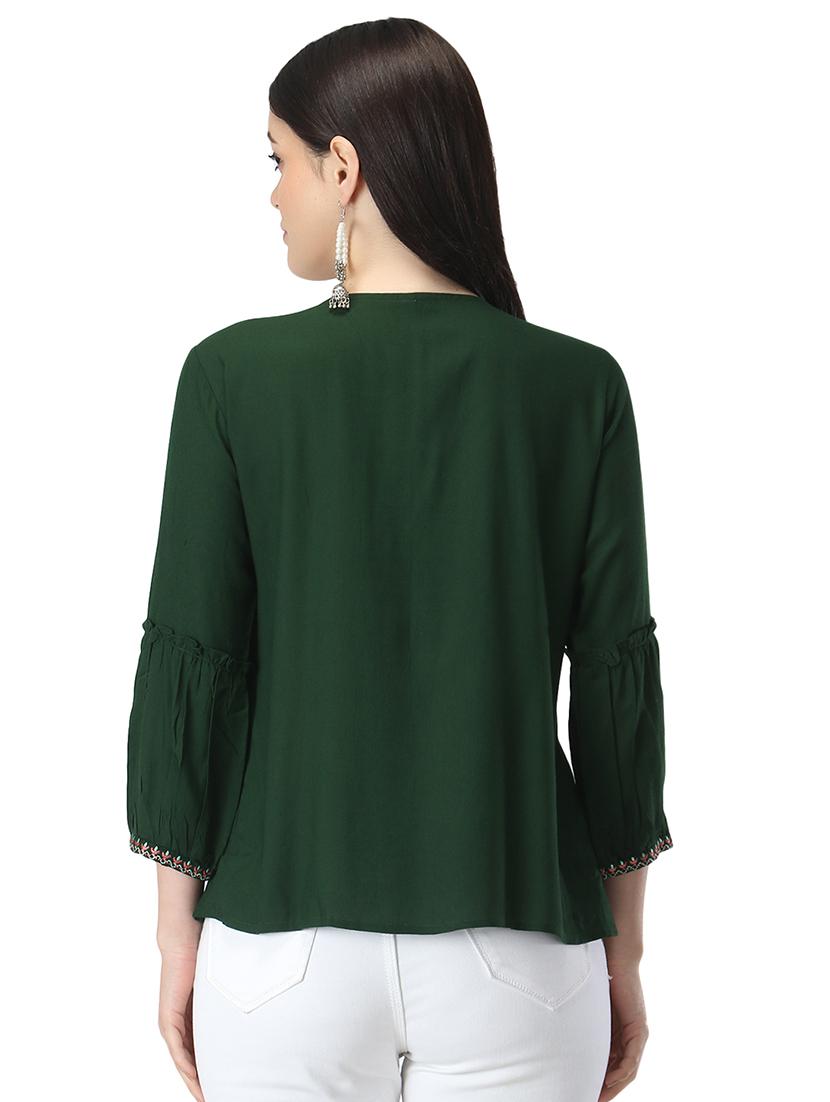 flute sleeves embroidered top - 17534798 - Standard Image - 2