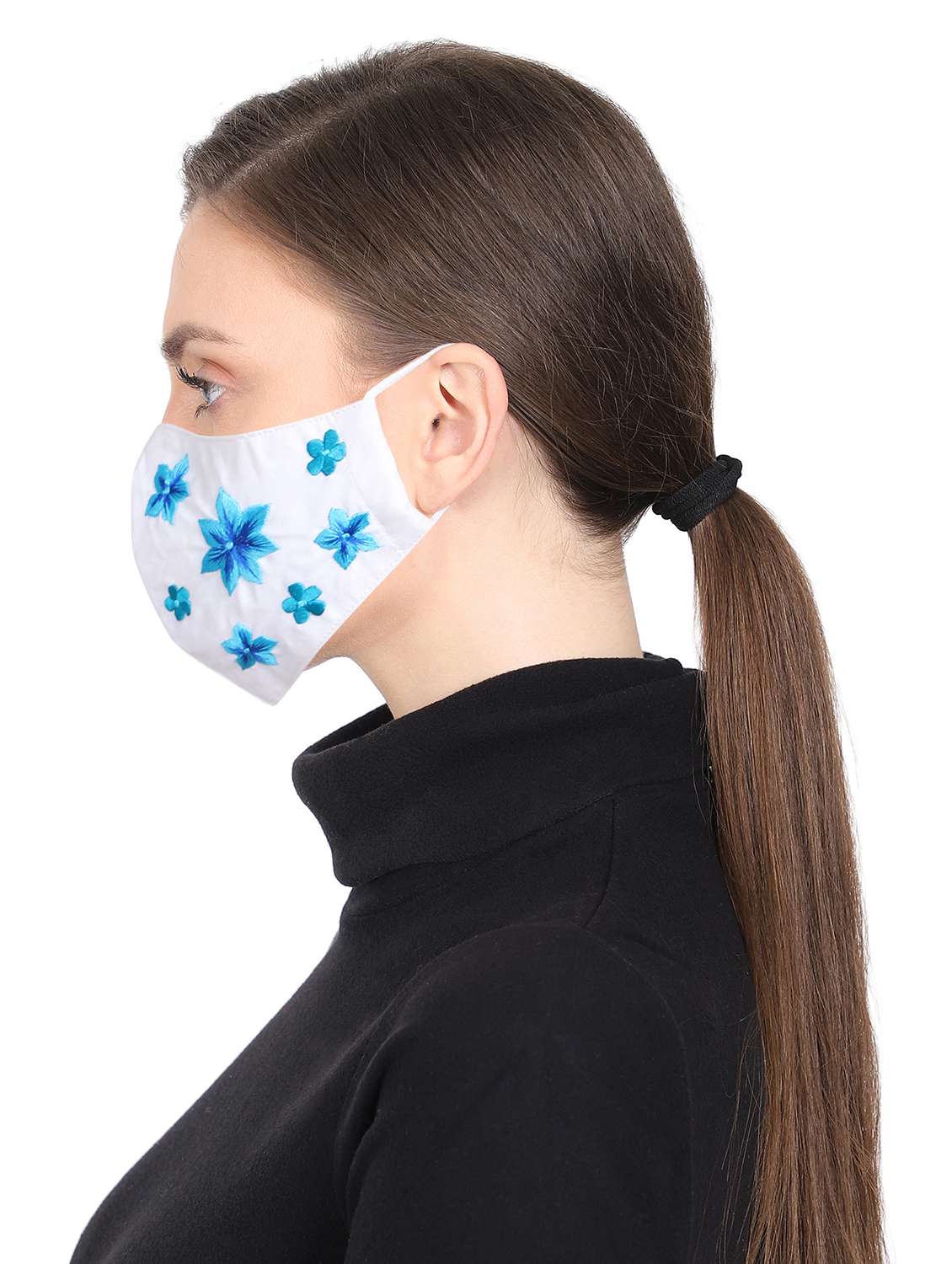 white cotton decorative women mask - 17535001 -  Standard Image - 2