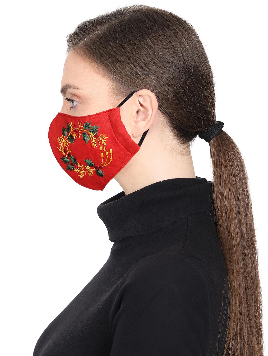red cotton decorative women mask - 17535004 - Standard Image - 2