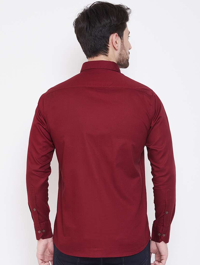 maroon solid casual shirt - 17535717 -  Standard Image - 2