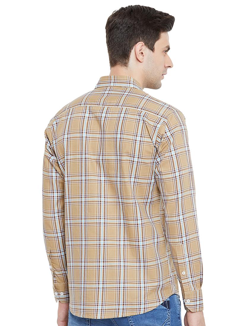 beige checkered casual shirt - 17535726 - Standard Image - 2