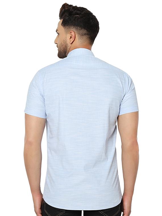 light blue printed casual shirt - 17535765 - Standard Image - 2