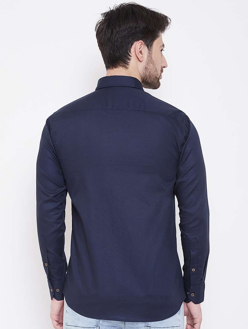 navy blue solid casual shirt - 17535780 -  Standard Image - 2