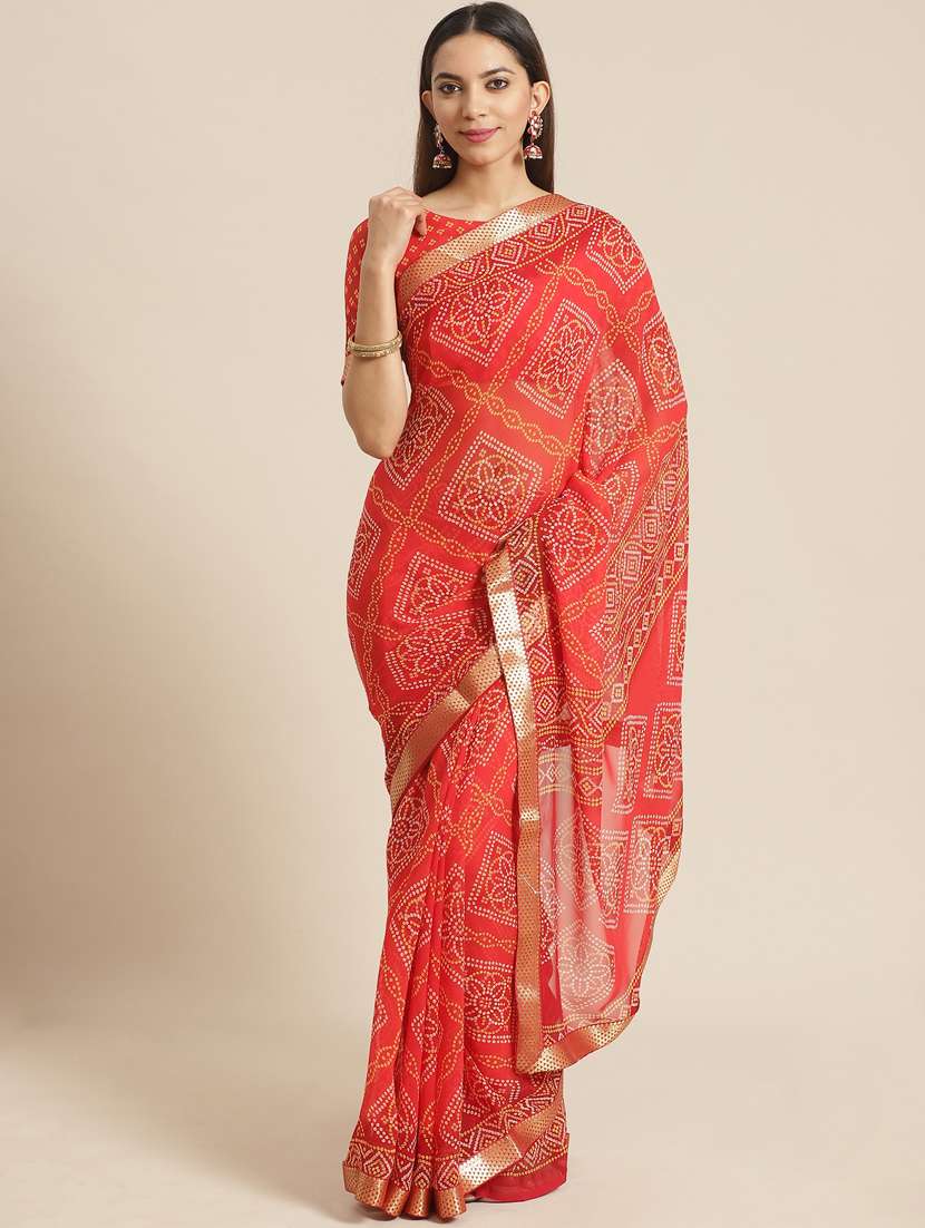 bandhani printed saree with blouse