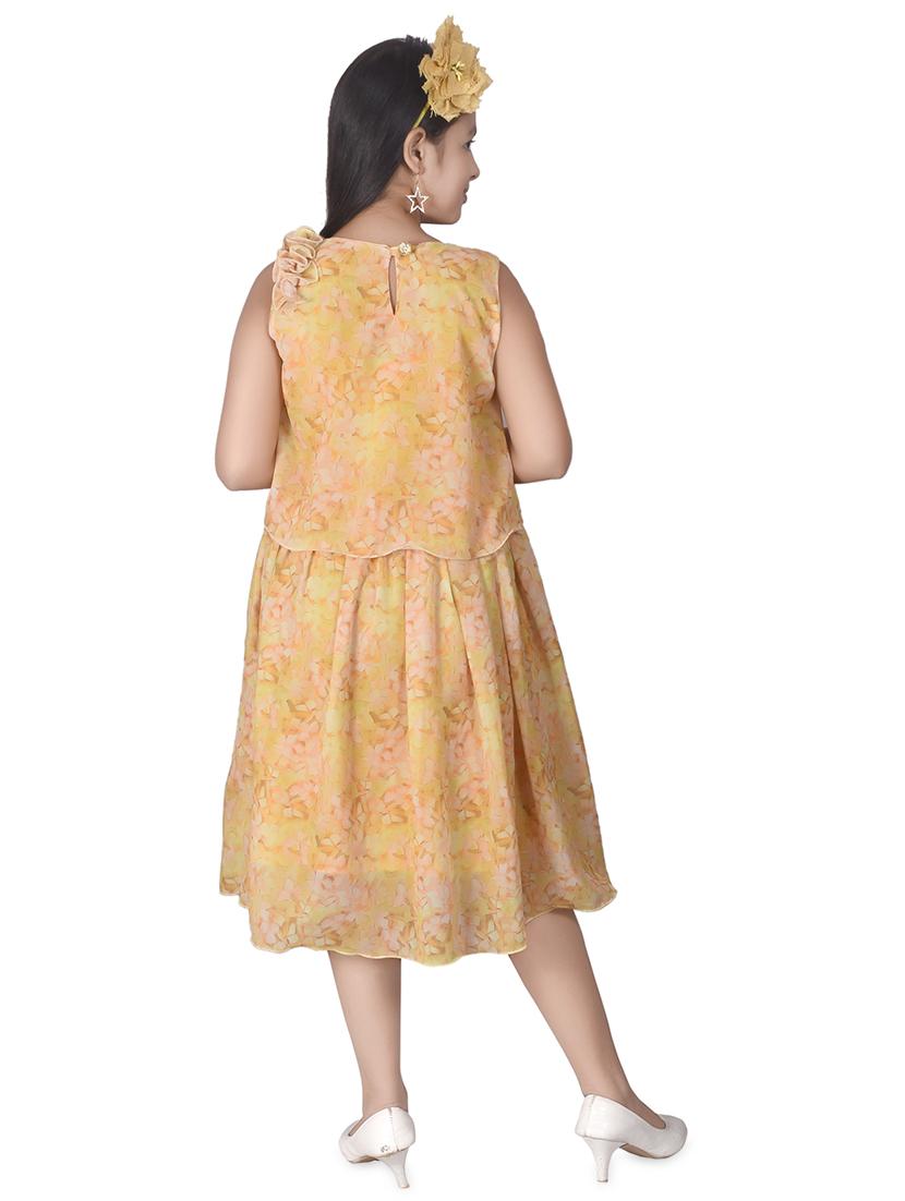 orange layered floral frock - 17539420 - Standard Image - 2
