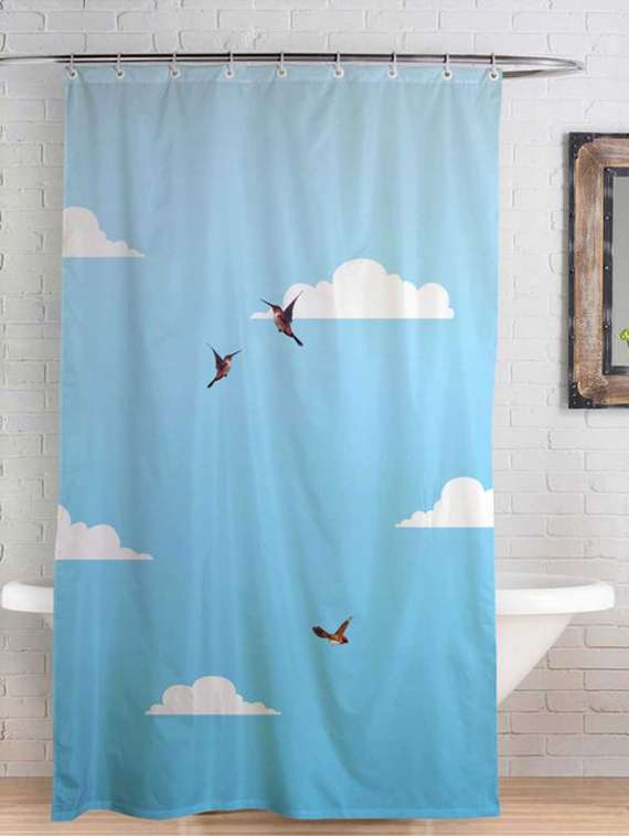 rightgiftingwater repellent polyester shower curtain 7 feet for bathroom with 10 hooks (48 x 84 inches , sky blue) - 17540520 -  Zoom Image - 0
