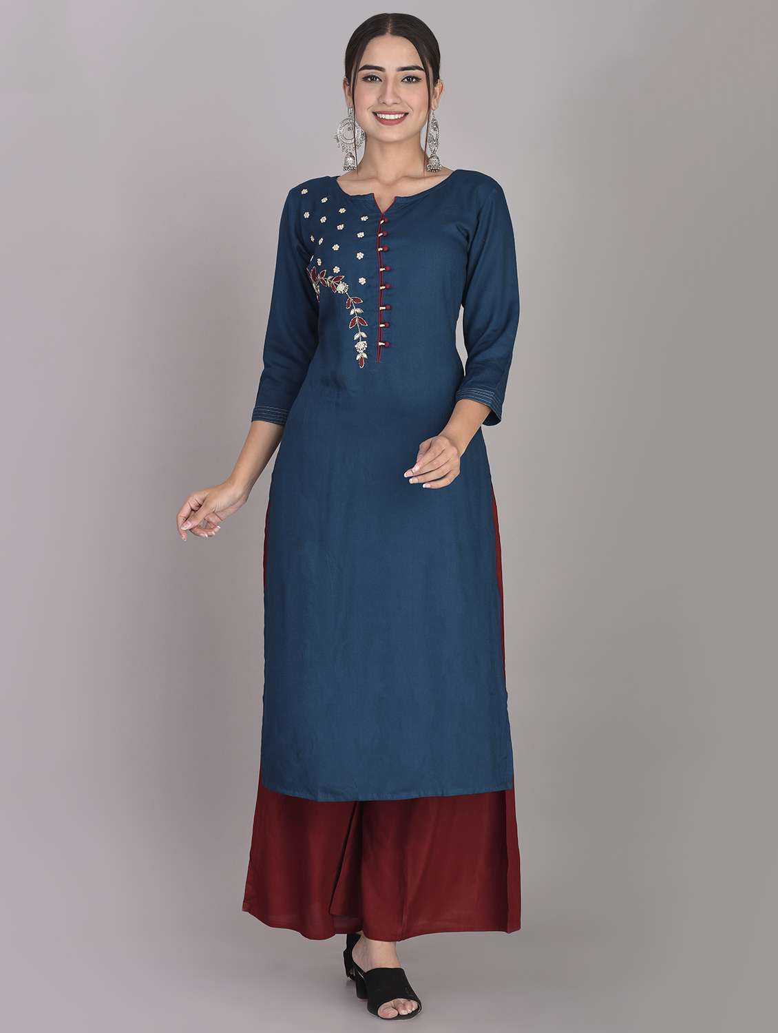 embroidered straight kurta