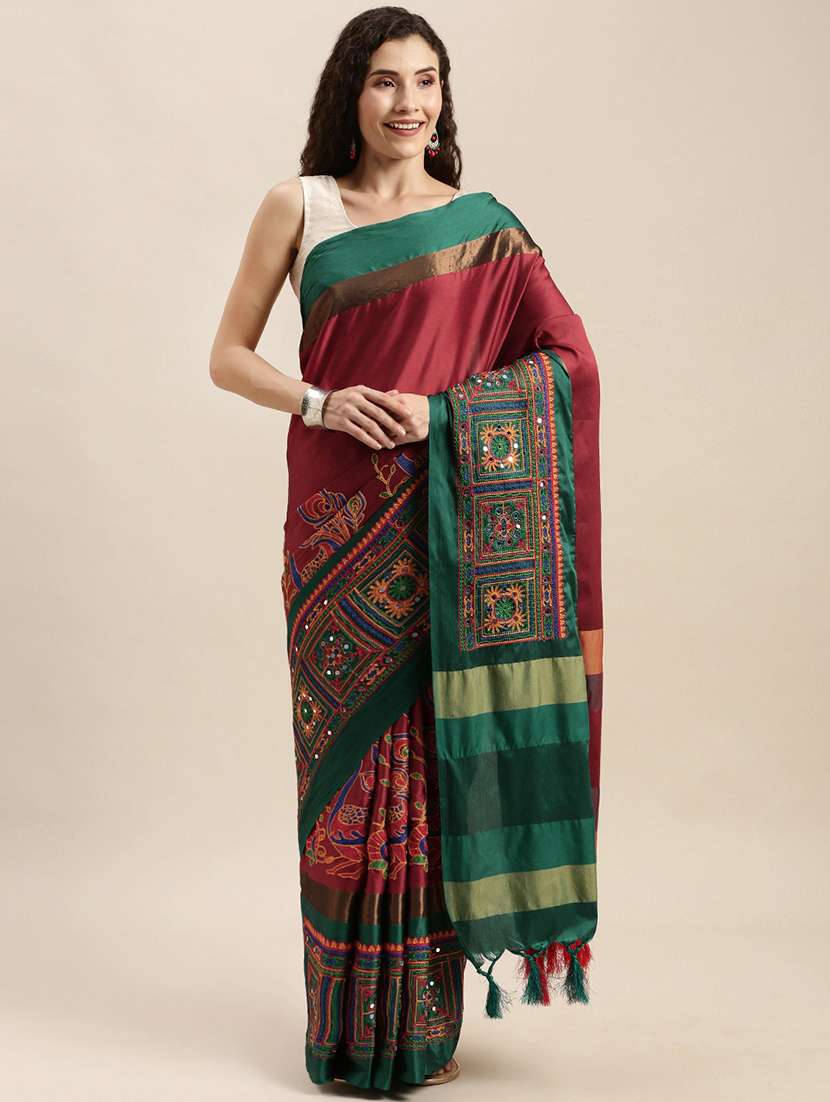 women's embroidered saree with blouse