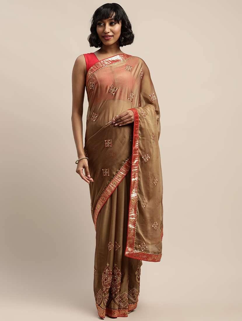women's embroidered saree with blouse
